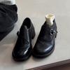 Женская обувь 2026 Британский стиль лоферы универсальные толстая подошва пряжка ремешок одинарная обувь женская толстый каблук маленькие кожаные туфли