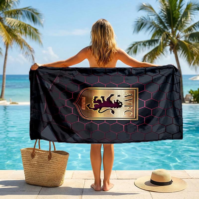 Aston Villa Football print Quick Dry Beach Towel Microfiber Absorbent Portable Travel Swimming Towel