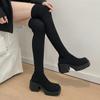 High Quality Women's Knee High Boots 2024 Fashionable Stretch Fabric Modern Matching Boots Round Toe Slip On Boots for Women