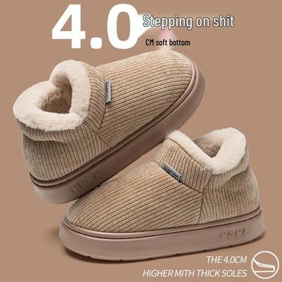 HANDUNYOU Утепленные теплые хлопковые тапочки с закрытой пяткой