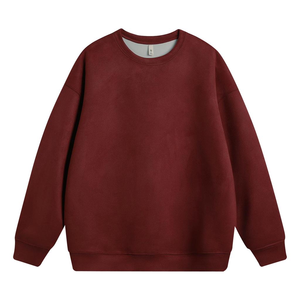 Men'S Fleece Round Neck Pullover With Fleece Solid Color Hoodie And Fleece Fleece Fleece Jacket