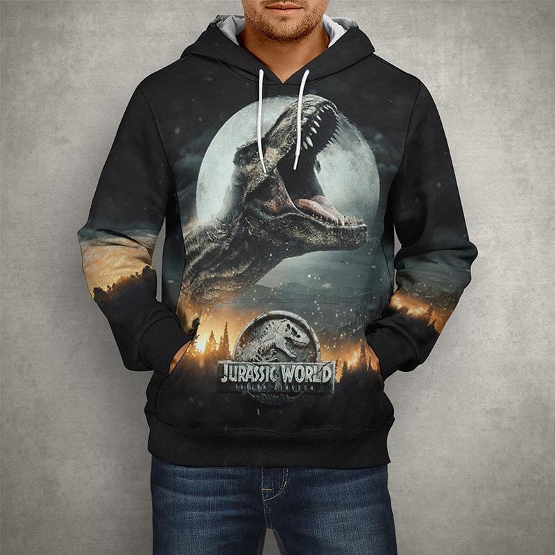 Осенние мужские толстовки с капюшоном, топы с парком Юрского периода, пуловер с 3D принтом, модная одежда, повседневные толстовки с изображением Мира Юрского периода, уличная одежда, пальто с динозавром
