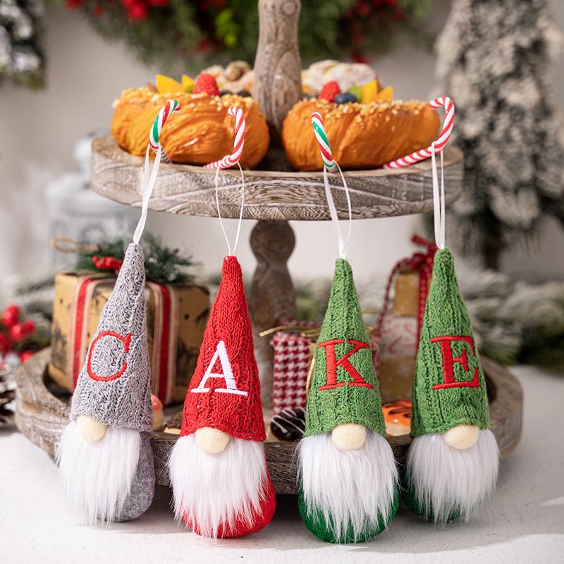 1PC Plush Dwarf Hanging Pendants Letter Embroidered Knitted Hat Faceless Doll Pendants