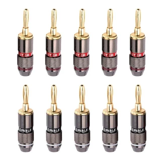 10 ШТ. Позолоченные 24K Новые BANANA PLUGS HIFI 4 мм Банановый разъем с винтовым фиксатором Для аудио разъема Разъемы для динамиков Цвет Gun Metal