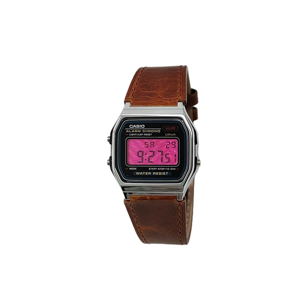 Casio Часы с кварцевым механизмом, ремешком из натуральной кожи, черным циферблатом, из коллекции Custom Collection, мужские, A159WA-N1D(Watch5--)