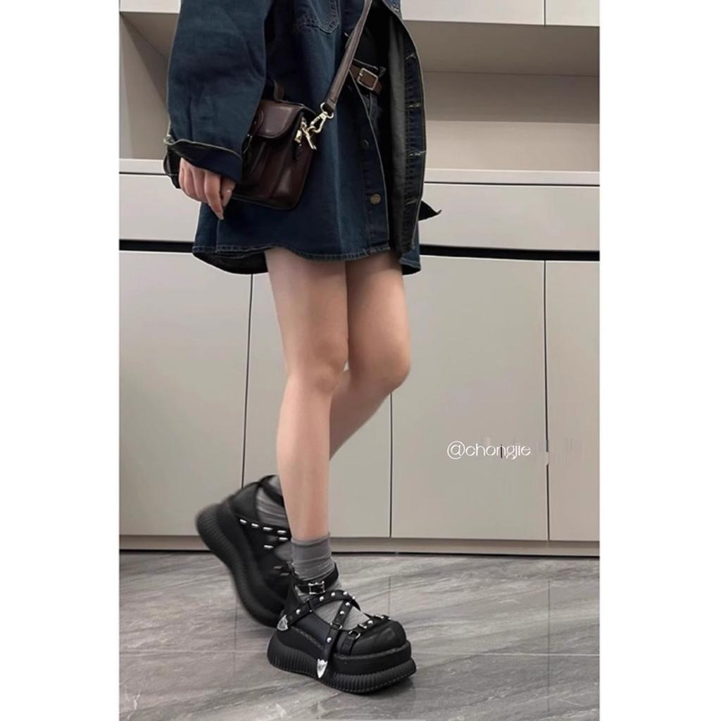Yang Mi Same Shorty Le Mary Jane Shoes Women's 2025 New Thick-soled Heightening Small Leather Shoes Casual Versatile Single Shoes