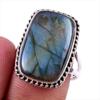 Ювелирное кольцо из натурального лабрадорита ручной работы из твердого серебра 925 пробы, размер 7 j7b12