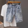 2024 Мужские модные свободные прямые джинсовые шорты: Молодежные бриджи средней длины