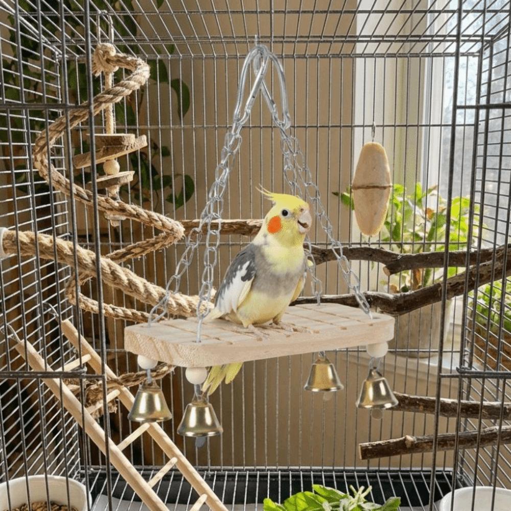 with Hook Parrot Swing Toy Wear-Resistant Parrot Cage Hut Bird Toy Hammock Pet Bird Training