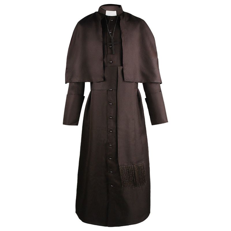 In-Stock Medieval Solid Color Priest Cosplay Costume Halloween Priest Cosplay Role-Playing Outfit