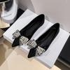 Fashion Hot Selling 2025 Fashion New Flats with Rhinestone Bow Pointed Toe Transparent Pumps Ladies Shoes for Women Spring Large Size