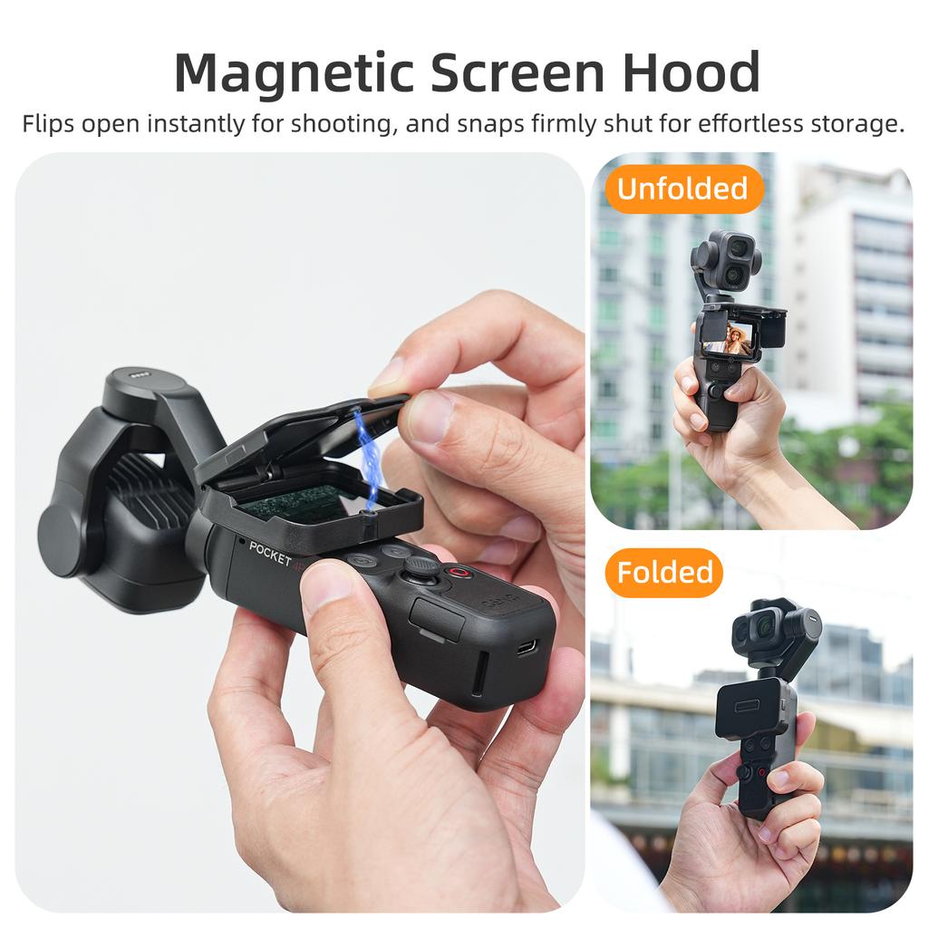 Для DJI OSMO Pocket 4 3 4 Pro Козырек от солнца для экрана Защитная крышка для объектива Складной козырек для экрана стабилизатора Pocket 4 3 4P Аксессуар
