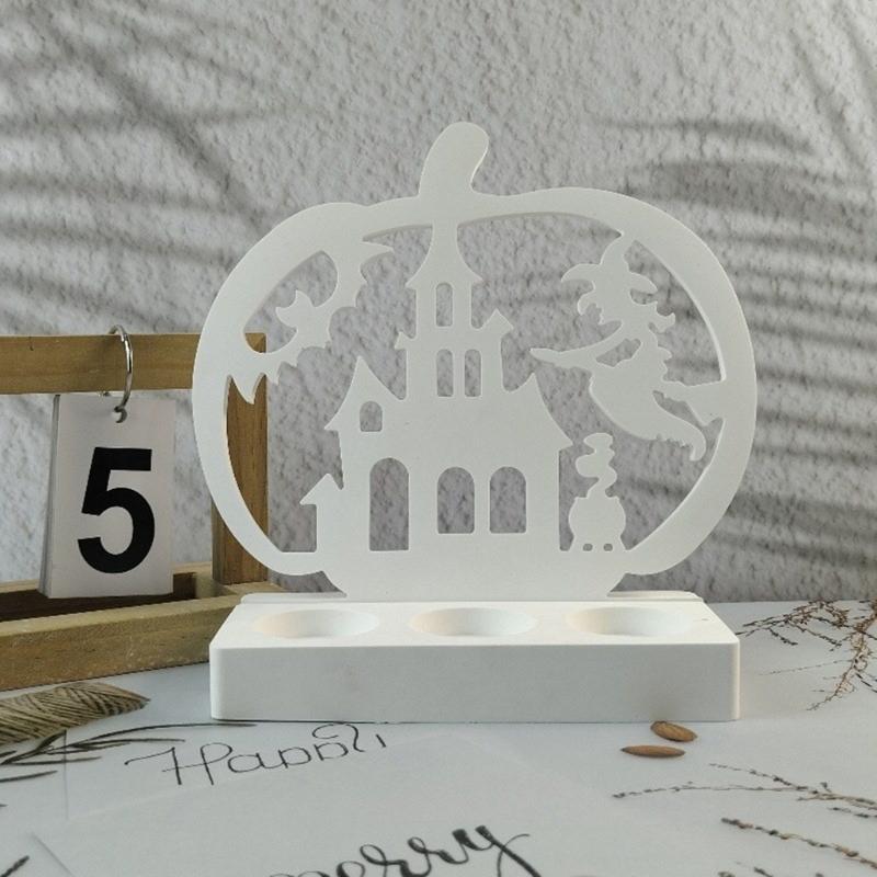 Halloween Pumpkin Candle Holder Mold Flexible Silicone Candlestick Molds Handmade Concrete Planter Cement Molds Decors