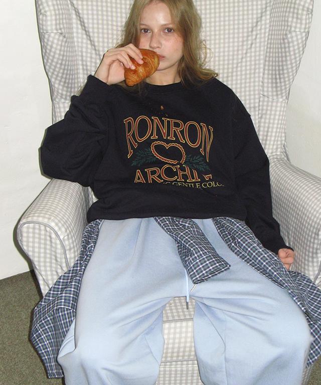 RONRON Subtle Logo Wide Sweat Pants Soft Blue