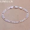 925 Sterling Silver Bracelet 6mm Chain Wedding Nice Gift Solid for Men Women Jewelry Fashion Beautiful Bracelet 20cm 8inch