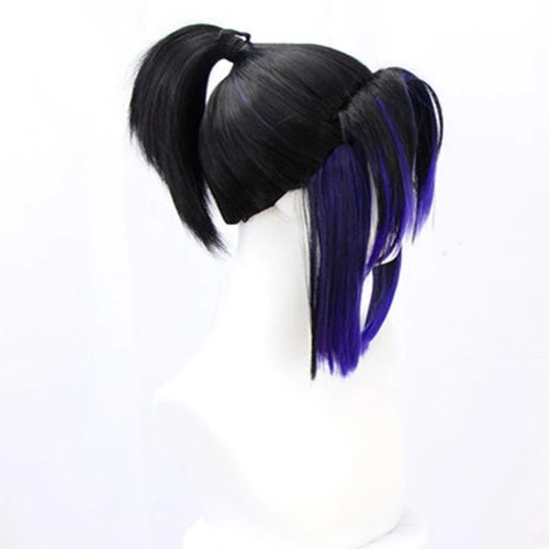 Kimetsu No Yaiba Shinobu Kocho Синтетический женский парик для косплея, короткий черный, синий Ombre Demon Slaying CorpsO