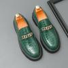 Fashion Classic Green Men's Comfortable and Non Slip Thick Soled Casual Leather Shoes Fashionable Brand Set Foot Breathable Derby Shoes