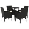 VidaXL Ensemble à manger de jardin et coussins 5 pcs noir rotin verre, ensemble de salle à manger d'extérieur, meuble de 3278616