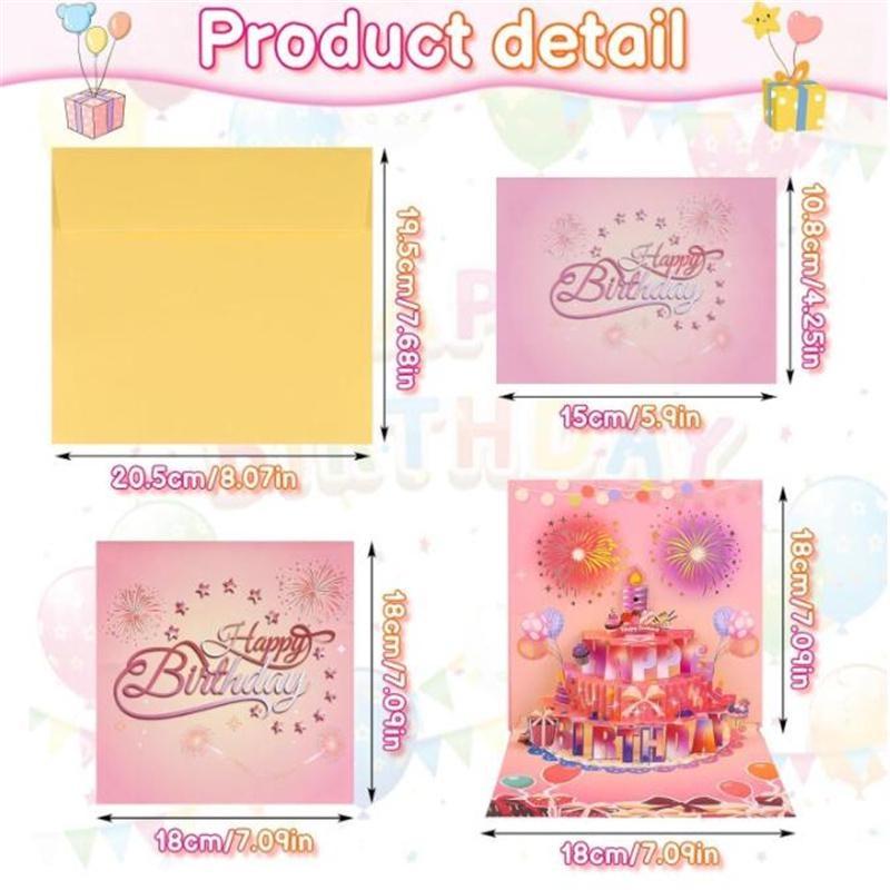 Музыкальный фейерверк с надувной 3D-открыткой, креативная ручная работа, полая бумага, резьба, подарок, 3D-открытка на день рождения