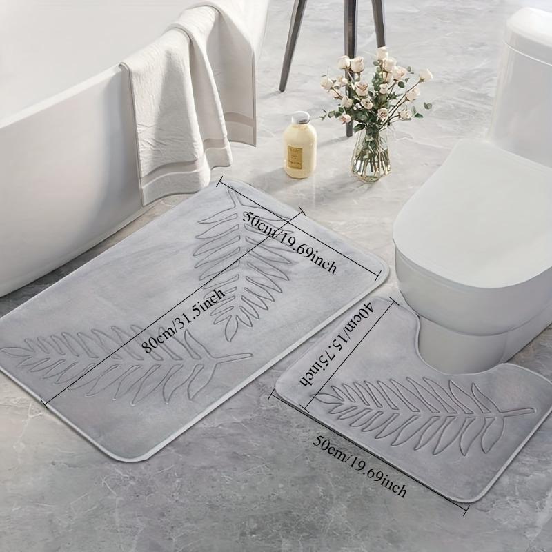 2 шт. Коврик для ванной из пены с памятью с тиснением в виде листьев папоротника, нескользящий, впитывающий влагу, напольный коврик для ванной, туалета, дома, мягкий ковер для душа