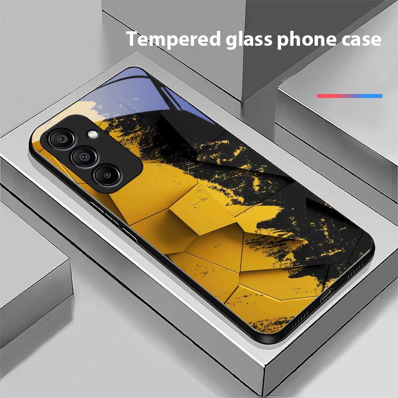 Геометрический узор для Samsung Galaxy A15 5G 54 4G 51 50 24 35 90 71 12 51 53 52S 80 22 34 Черный чехол для телефона из закаленного стекла