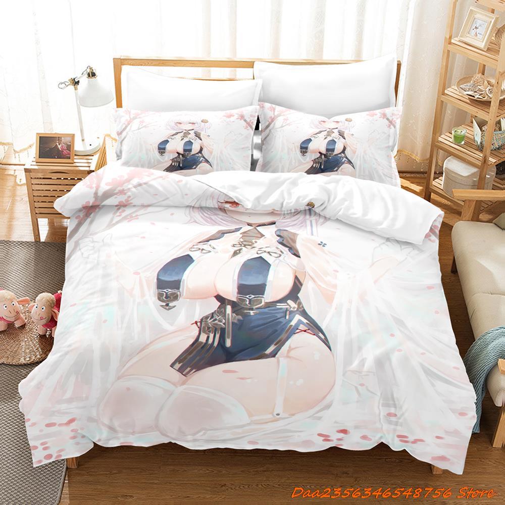 Comforter Sexy Azur Lane Sirius Bedding Set Cartoon Anime Three-Piece Set Adult Kid Bedroom Duvet Sets 3D Kawaii Girl Game Bed Set