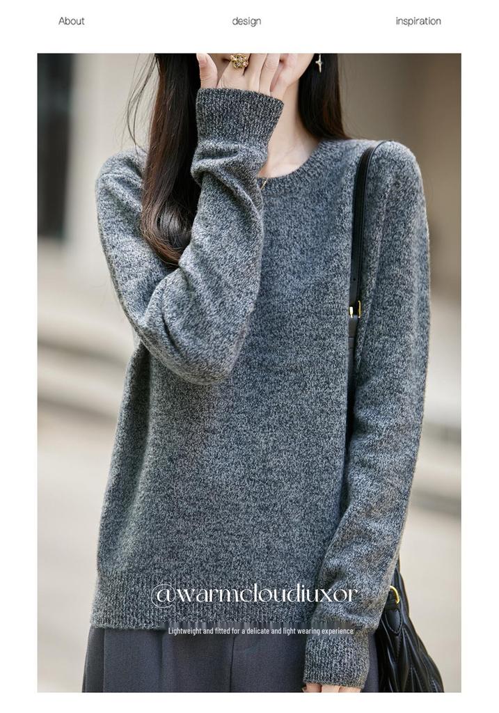 Autumn/Winter 2026 Women's Slimming Floral Silk Wool Crew Neck Sweater