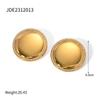 18k Gold-Plated Stainless Steel Diamond Inlaid Round Disc Earrings