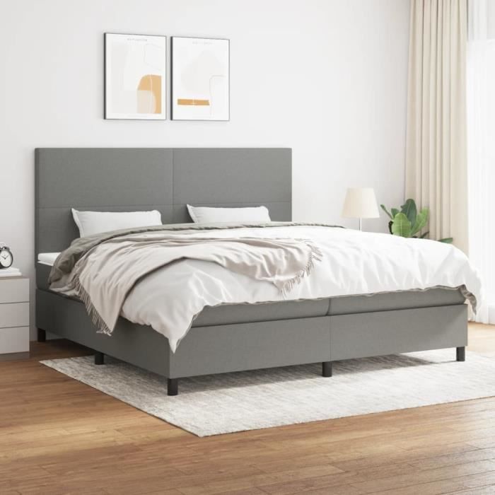 3141642 vidaXL Divan Bed with Mattress Dark Grey 200x200cm Fabric