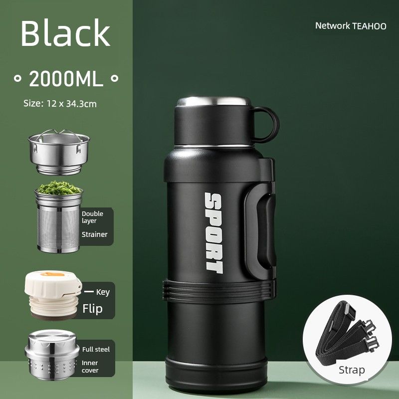 All-Steel Outdoor Travel Vehicle-Mounted Home Use 3-Liter Thermos Cup