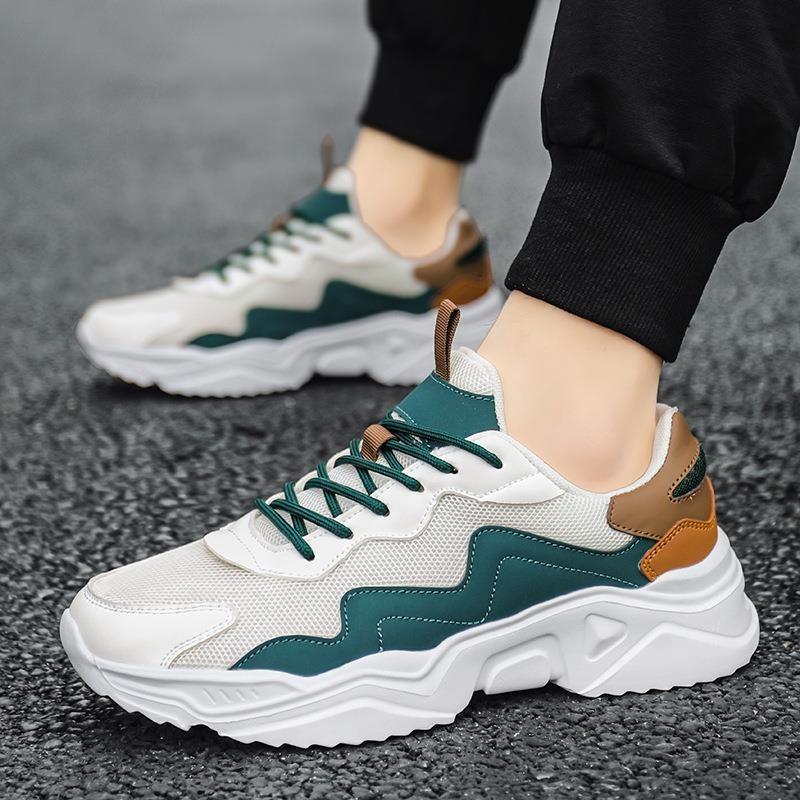 Модные кроссовки на платформе, мужские, новые осенние, низкие, сетчатые, на шнуровке, кроссовки для мужчин, разноцветные, универсальные, на толстой подошве, вулканизированные туфли