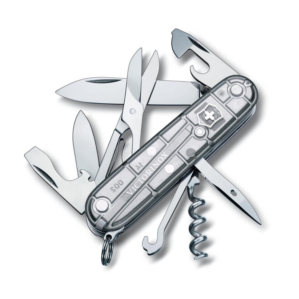 VICTORINOX Climber Silvertech Swiss Army Knife Knife for and Mountaineering Includes Scissors and 14 Functions - Multi-functional Trekking, Hiking, -