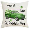 St. Patrick's Day Four-leaf Clover Printed Linen Pillow Cover Festive Home Fabric Sofa Bedside Cushion