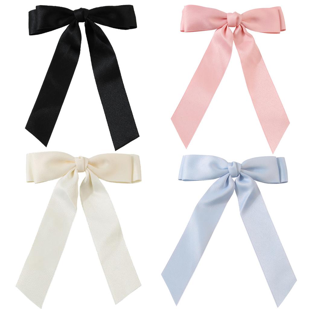 Large Ribbon Bow Spring Clip Hairpin Women's Korean Style Sweet Hair Accessories Hairpin Headdress