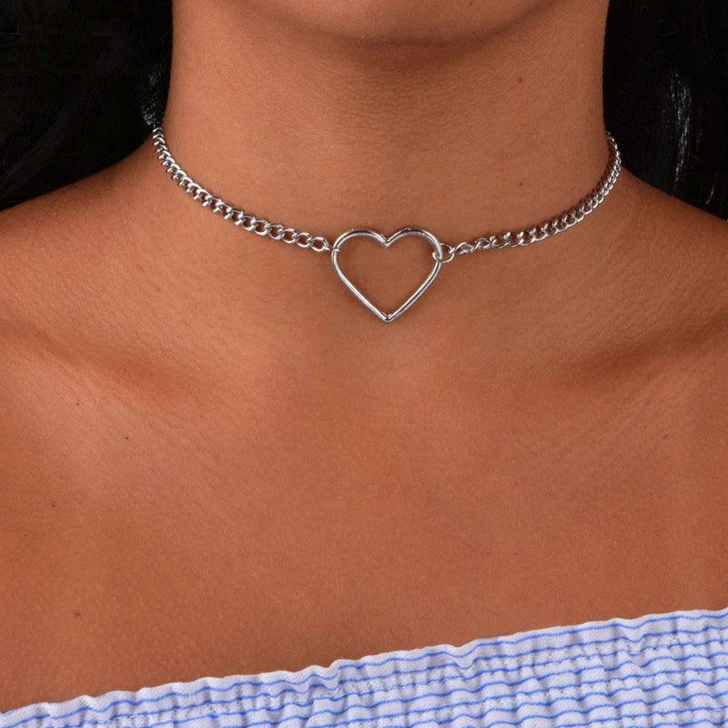 Scione Hollow Heart Choker ожерелья для девушек и женщин, ожерелье с подвеской в форме сердца, подарок