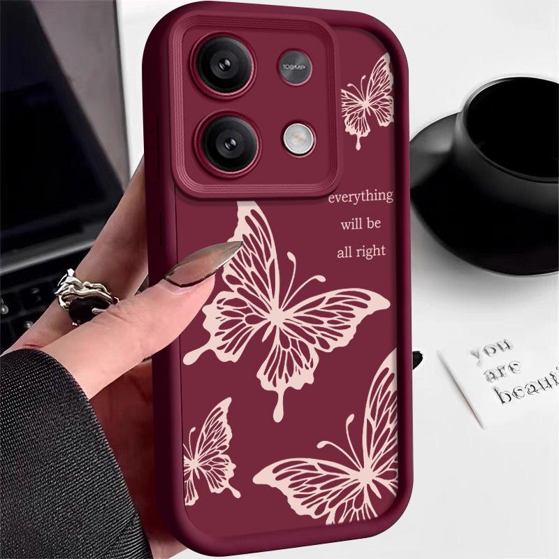 Для Xiaomi 14t 13t Pro Poco X6 X5 Redmi Note 13 12 11 Pro Цветной силиконовый мягкий чехол-накладка с защитой объектива в виде бабочки