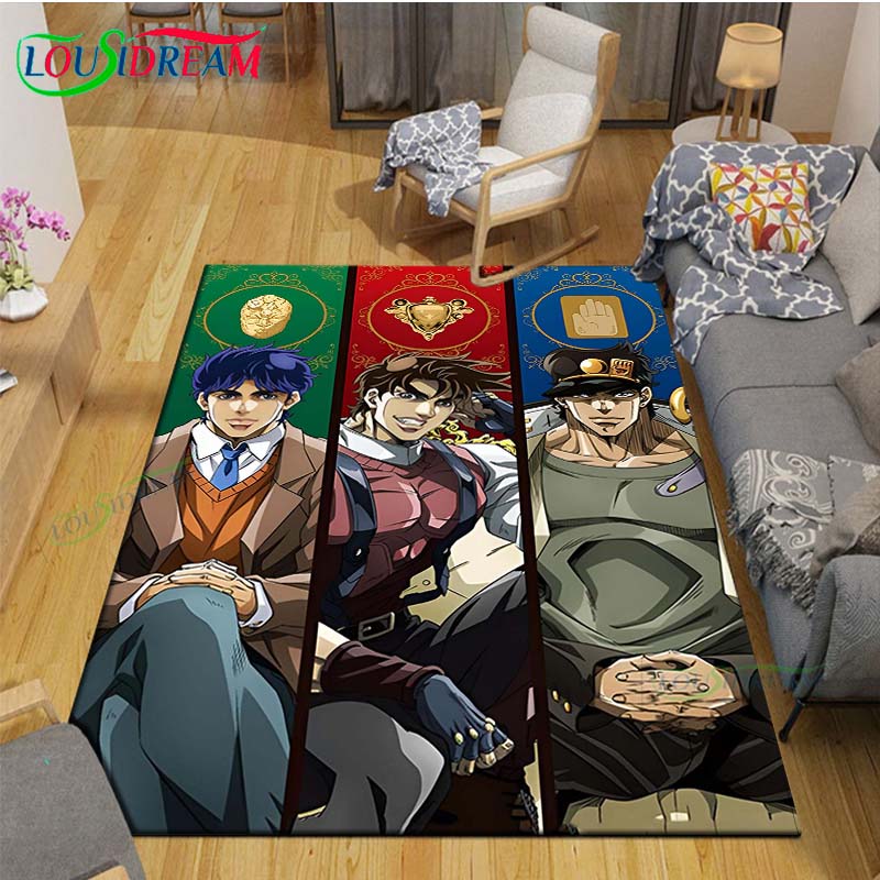 Классические Мультяшные Ковры J-JoJo's Bizarre Adventure для Гостиной, Противоскользящий Ковер, Коврики для Детской Комнаты, Игровой Ковер, Большой Ковер, Декор