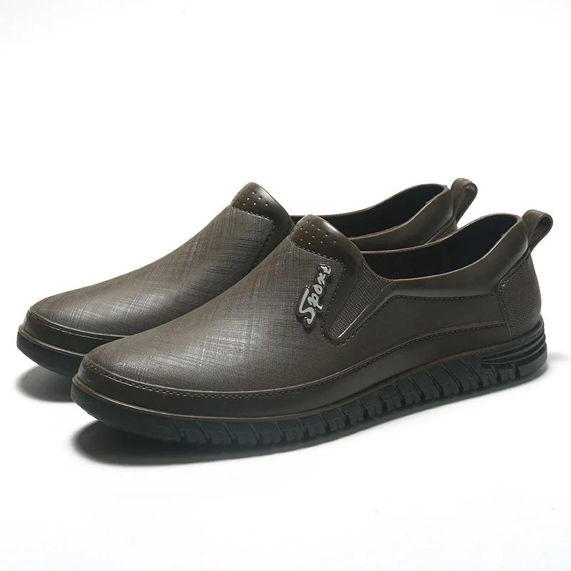 Дождевые сапоги мужские низкие короткие резиновые сапоги водонепроницаемая обувь нескользящие легкие резиновые мужские галоши тренд рыбалка