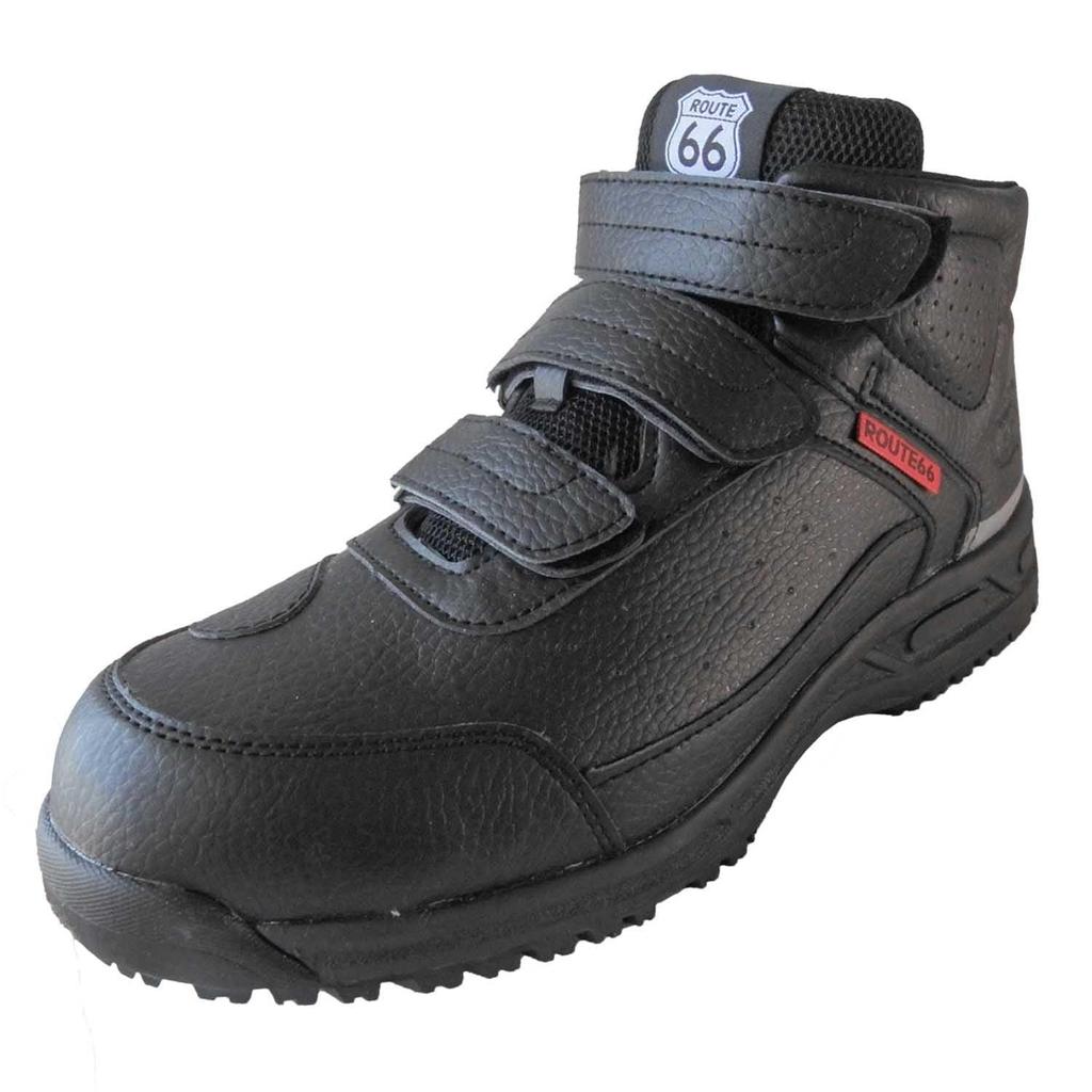 Fuji Glove Industry Route 66 Safety Work Ankle Safety Slip Size 3E Shoes, Shoes, Guards, Sneakers, Resistant, Black, 66-45, 26.0 Cm,