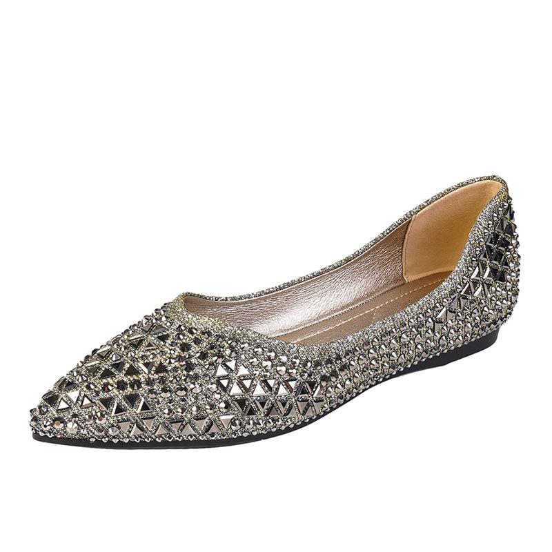 Женские туфли-лодочки с плоской подошвой, с острым носком, новая модель 2025 года, жемчужные туфли, туфли Doudou, туфли-лодочки, туфли бабушки 301-1