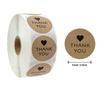 500pcs 1inch Kraft paper Thank You Stickers Seal Labels Small Business Supplies Handmade With Love Stickers Cute Stationery