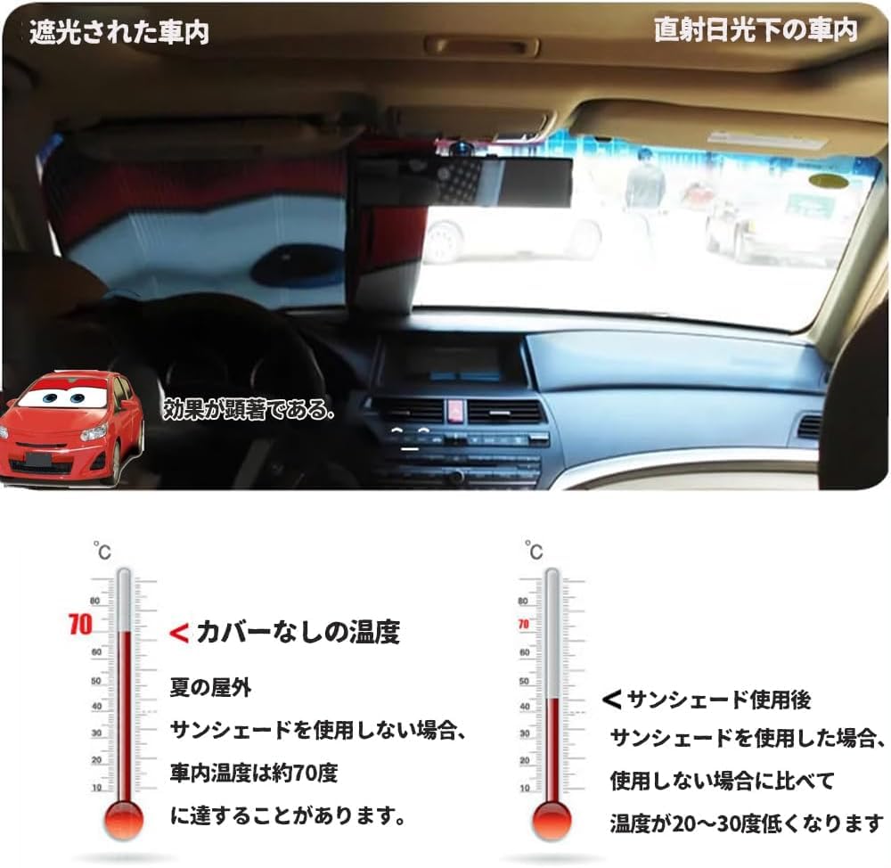 DEARING Car Front Sunshade for Kei Cars Model Car Front Sunshade for Kei Light Heat Heat Summer Easy Cute Character Car Front Heat Foldable [2025 -