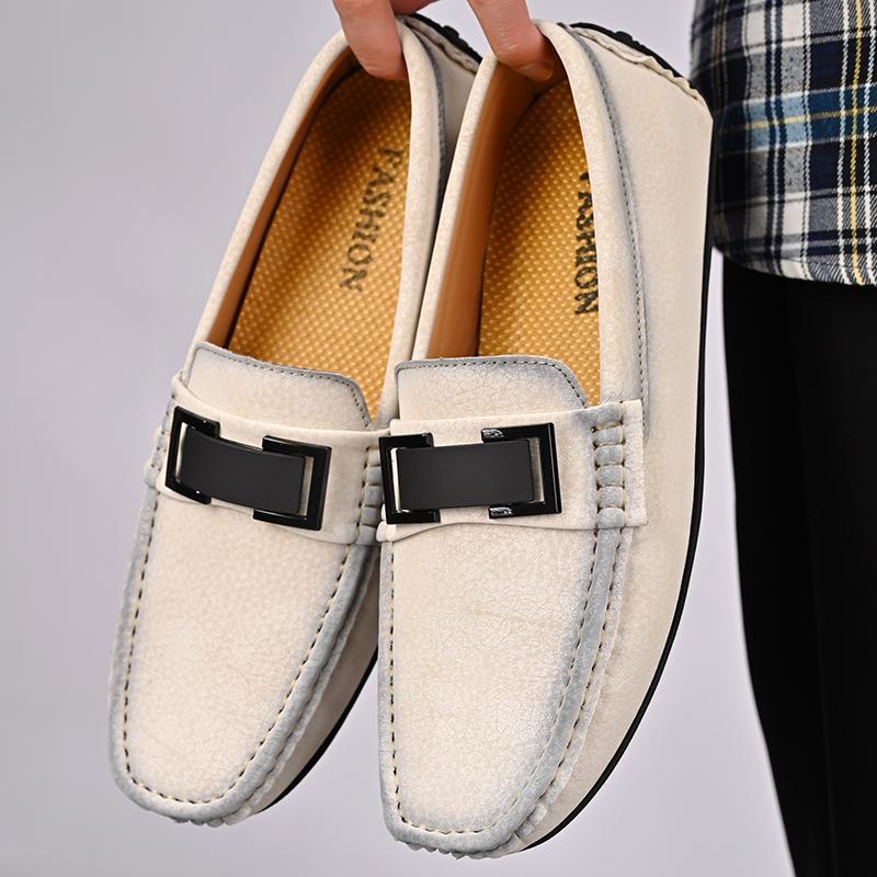 Fashion Fashionable Outdoor Round Toe Breathable Anti Slip Lazy Driving Shoes 2025 High-quality Men's Hand Sewn Comfortable Casual Shoes