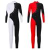 Girls Performance Jumpsuit Long Sleeve Round Neck Shiny Rhinestones Contrast Color Backless Gymnastic Wear Competition Outfit