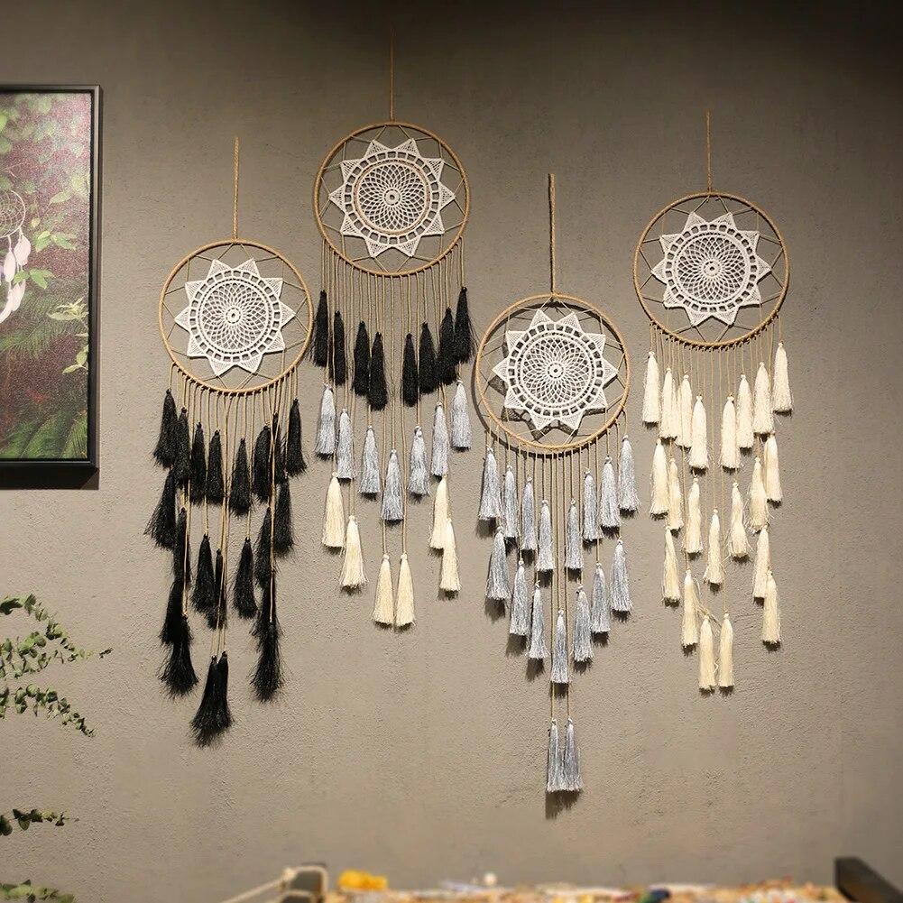INS Nordic Boho Decor Tassel Handmade Woven Wall Hanging Creative Wind Chimes Decoration Pendant Home Decoration Accessories