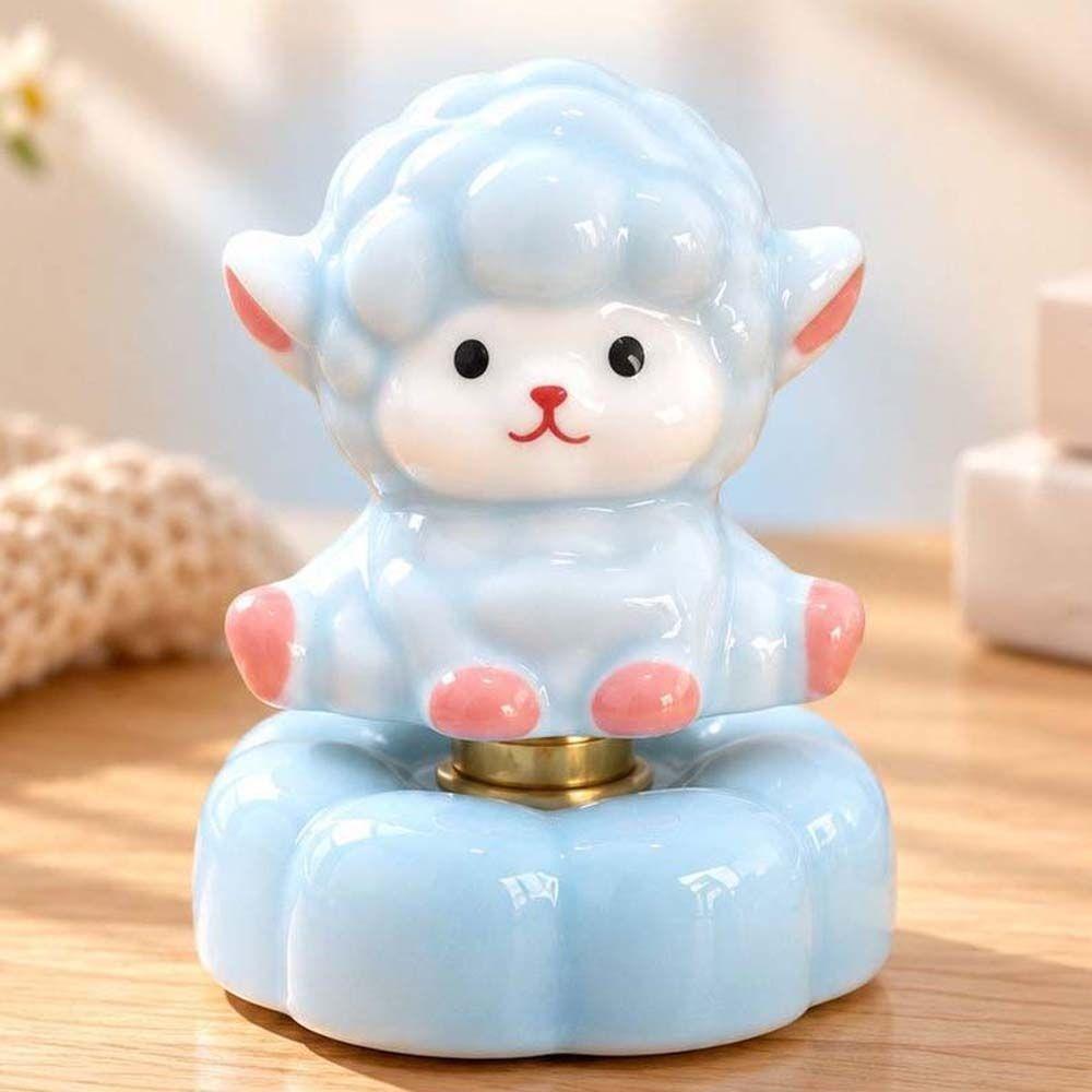 Moving Base Rotating Desk Ornament Porcelain Yearly Mascot Gift Cute Ceramic Sheep Spring Festival