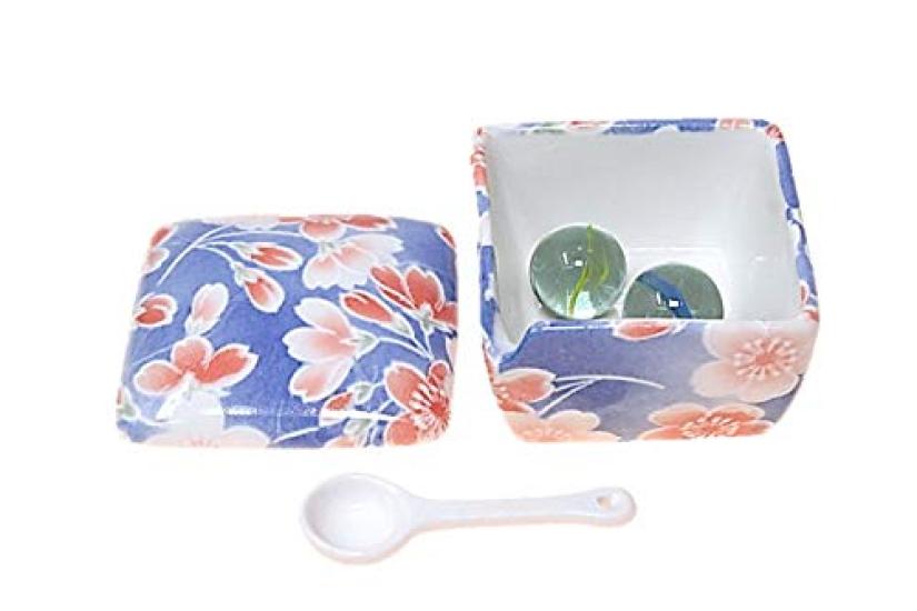 Приправа Сделано с Контейнером для приправ с Оригинальным контейнером ACSWEBSHOP коммерческой окраски Сакурой, Япония, Керамика, Ложка, Ичими, Соль, Саншо,