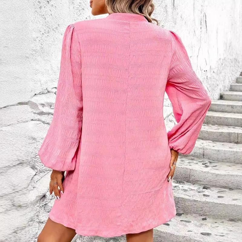 Women's INS Temperament V-neck Bubble Dress for Girls