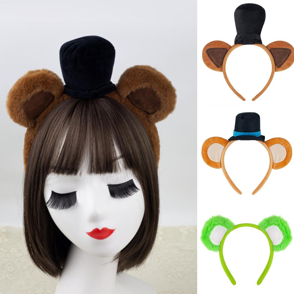 Lovely Plush Bear Ear Headband for Women Girl Birthday Party Gathering Headpiece School Event Accessory Stage Hairhoop