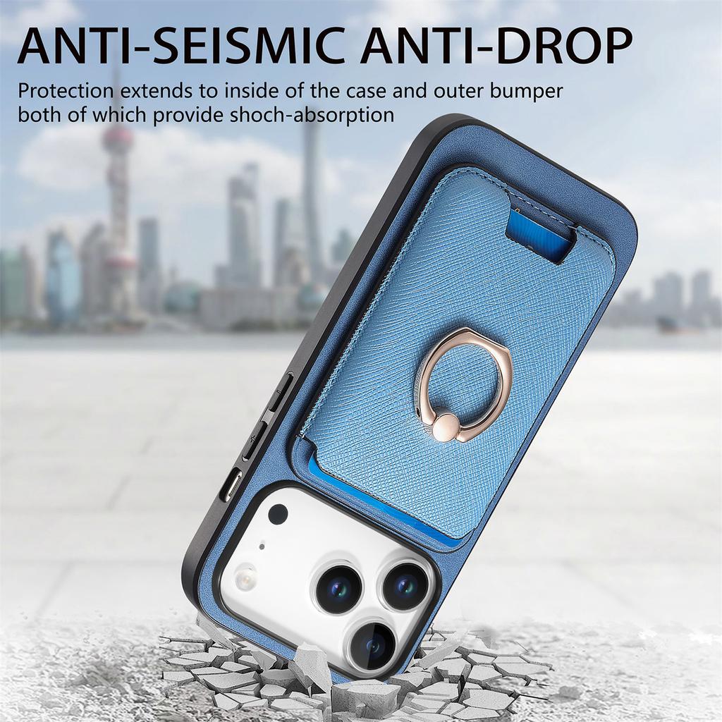 Для iPhone 17 Pro Магнитный чехол Съемный карман для карт Кожаная задняя крышка с подставкой